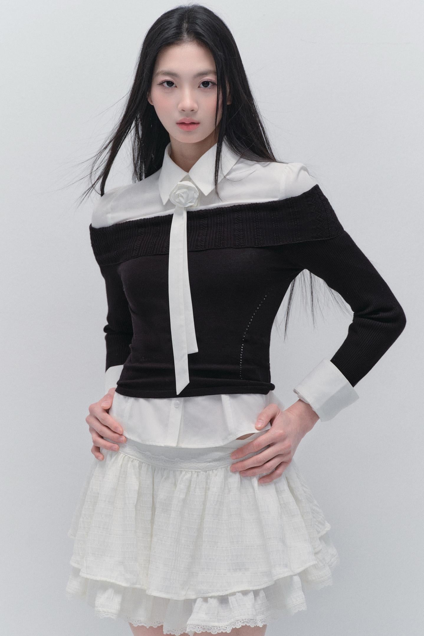 Kollegiales Krawatten-Taille Hemd-Set-Up 