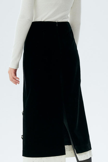 Polka Dot Edge Jacquard Midi Skirt