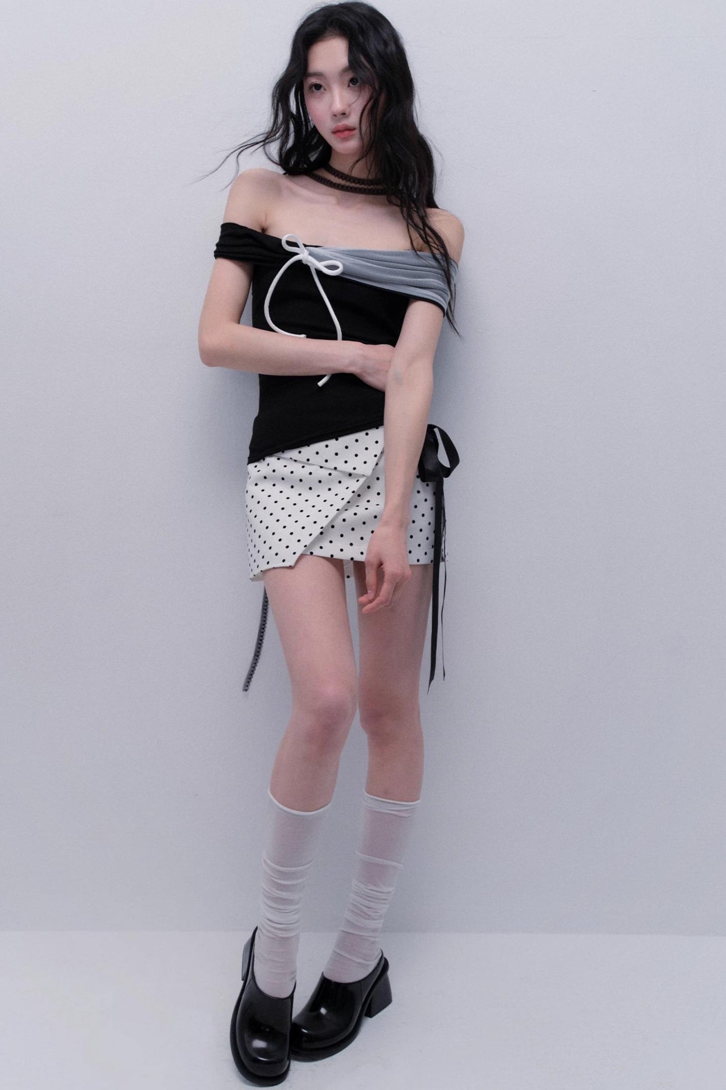 블랙 & 화이트 슬림 탑 