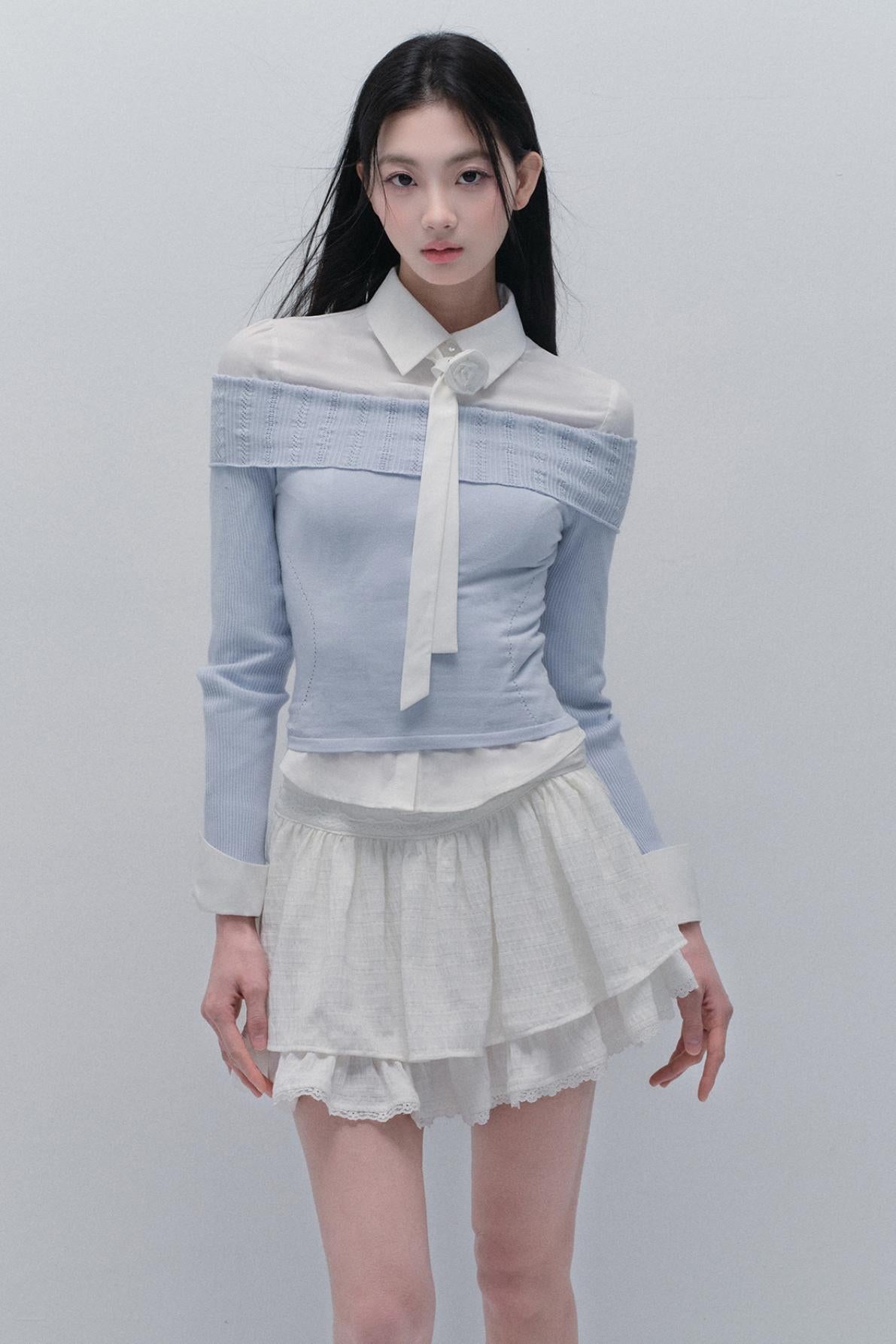 Kollegiales Krawatten-Taille Hemd-Set-Up 