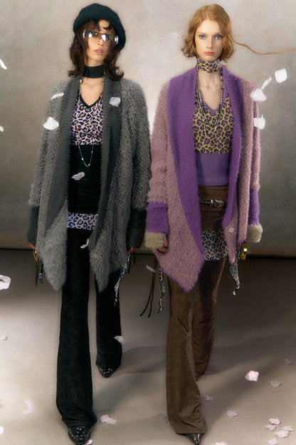 Retro Leopard Print Cardigan Set-Up