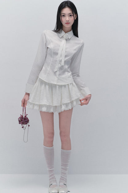 Kollegiales Krawatten-Taille Hemd-Set-Up 