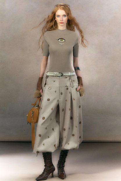 Starburst Print Lantern Pants