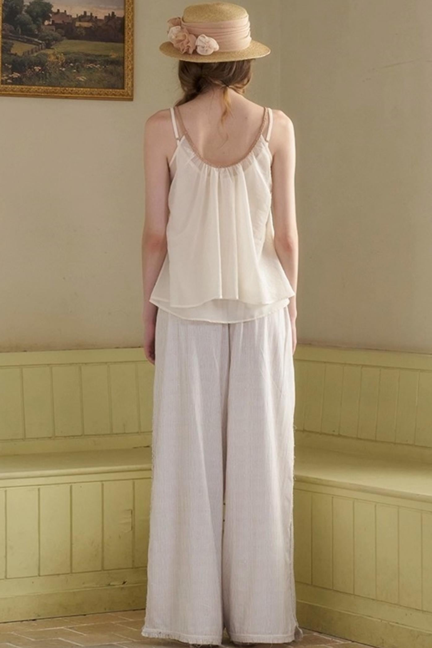 White Lace-up Camisole Set