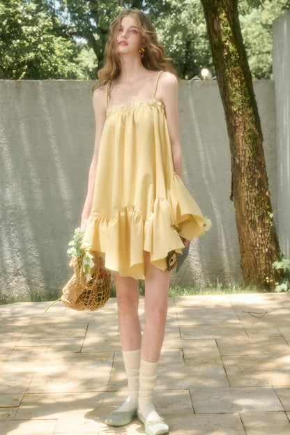 Lemon Breeze Halter Dress