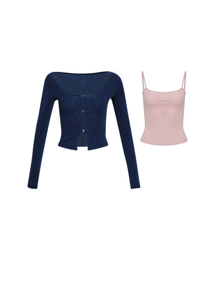 Elegant Strap Vest & Knit Set