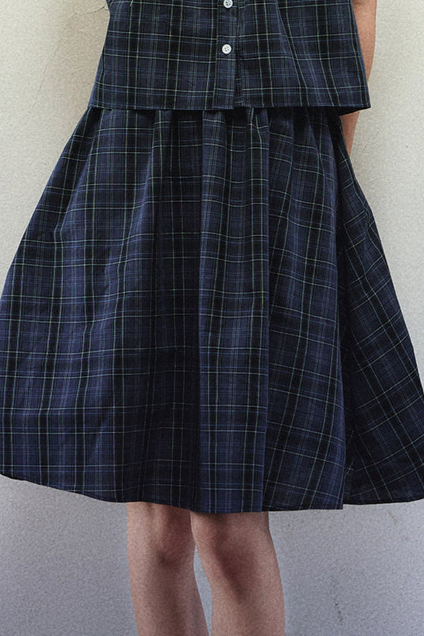 Navy Plaid Summer Skirt Set-Up