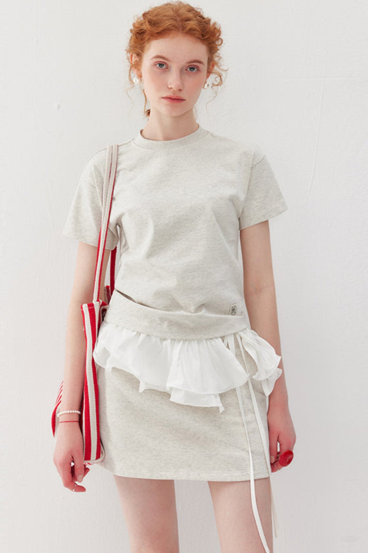 Sporty Gray Tee & Skirt Set-Up