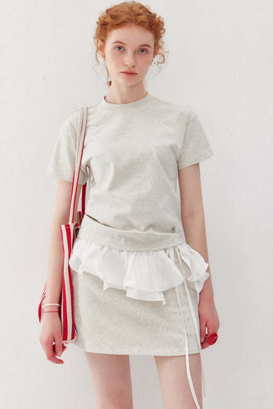 Sporty Gray Tee & Skirt Set-Up