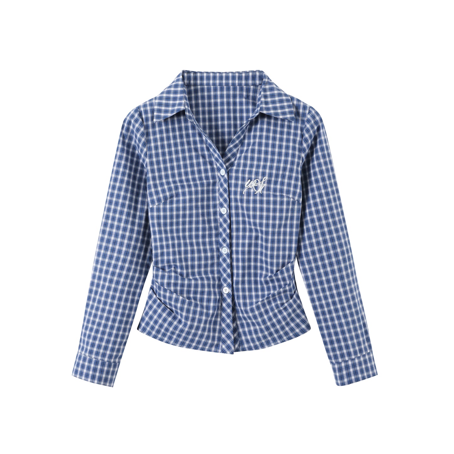 Slim Plaid Shirt & Short Skirt Set-Up