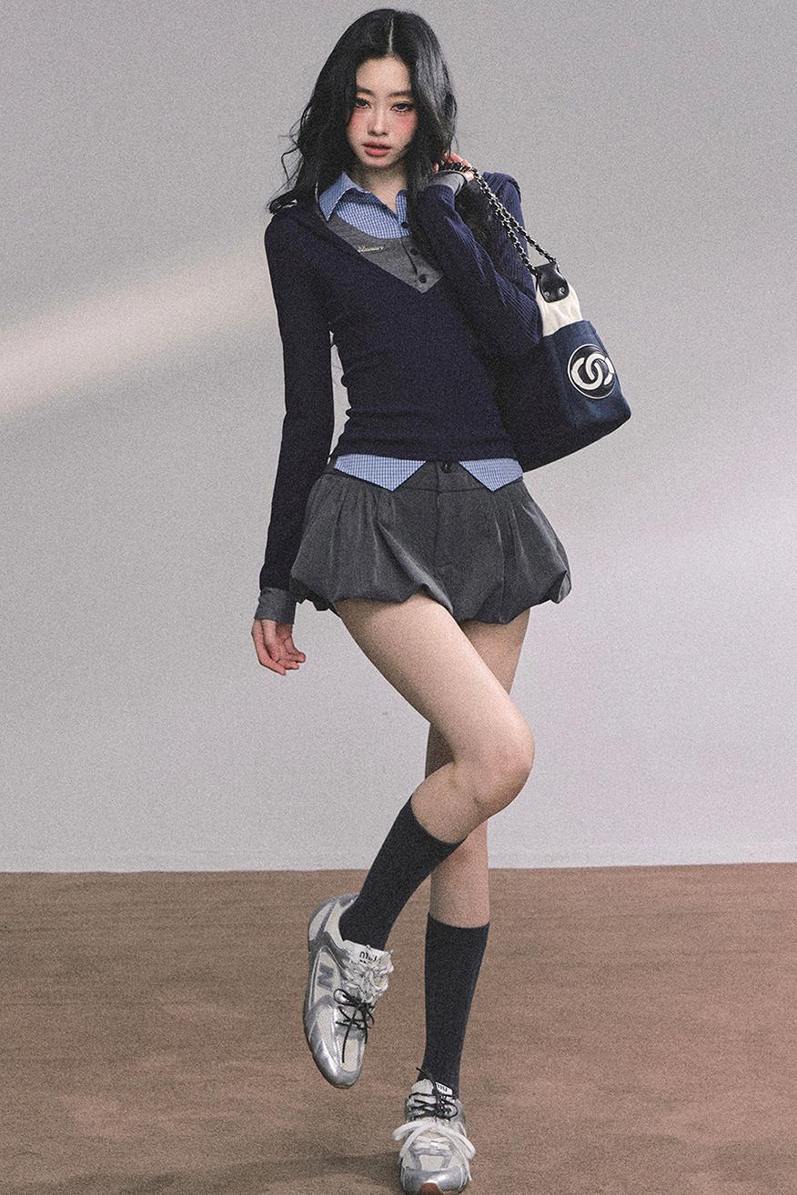 Autumn Plaid Knitted Polo Shirt