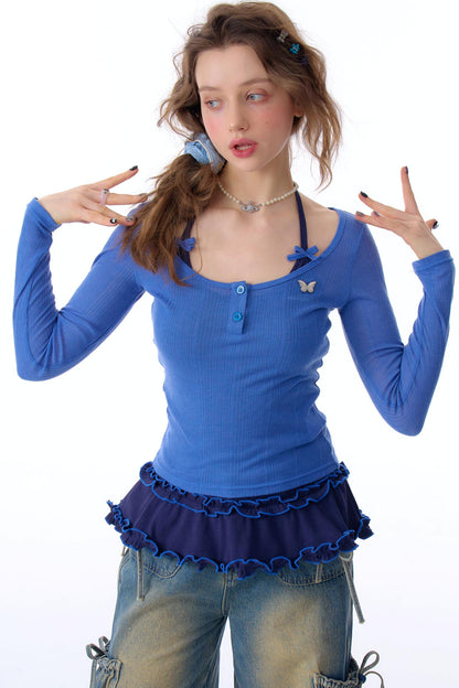 Cropped Knit Halterneck Vest