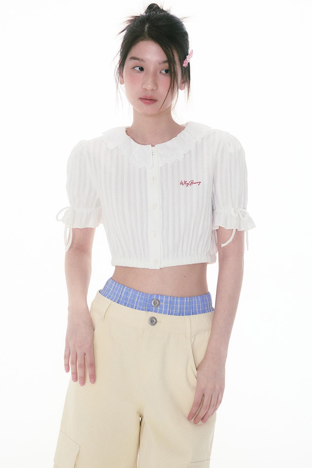 Lace Bubble Sleeve Blouse