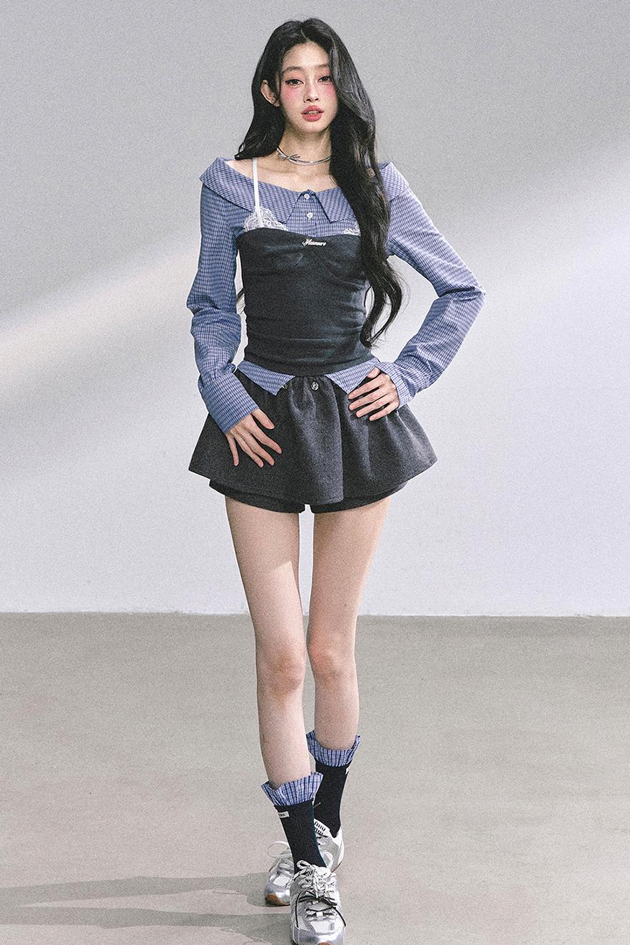 Oran Plaid Lace T-Shirt