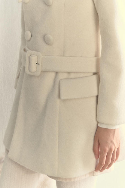 Gentle Lady Double-Breasted Mid-Length Coat Set-Up
