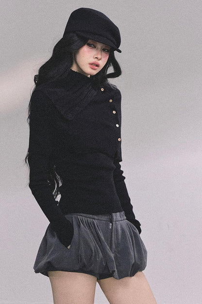 Korean Knit T-Shirt Shawl Set