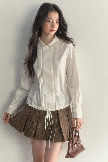 Vintage White Plaid Long Sleeve Inner Shirt