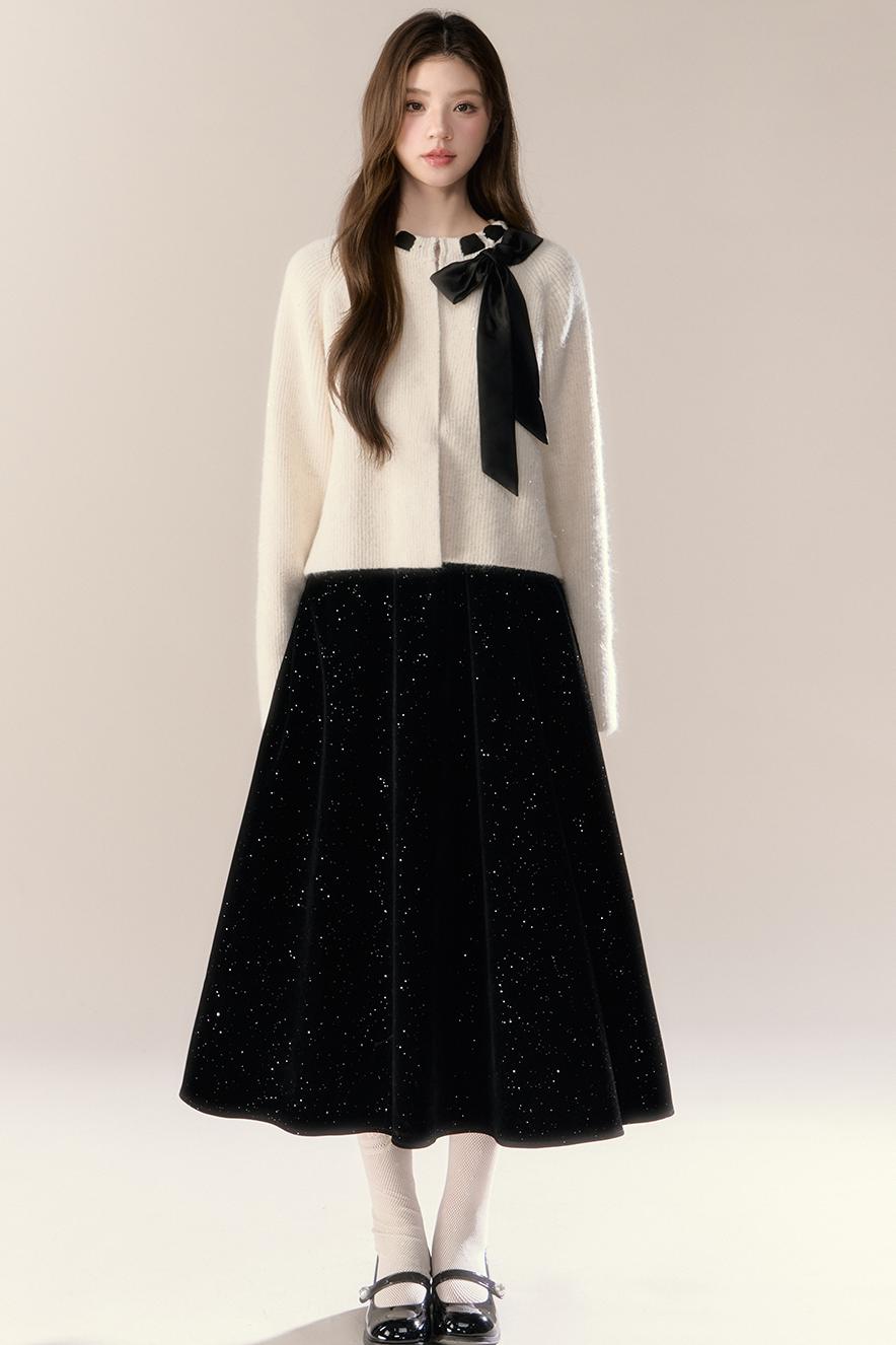 Starry Night Velvet Long Skirt