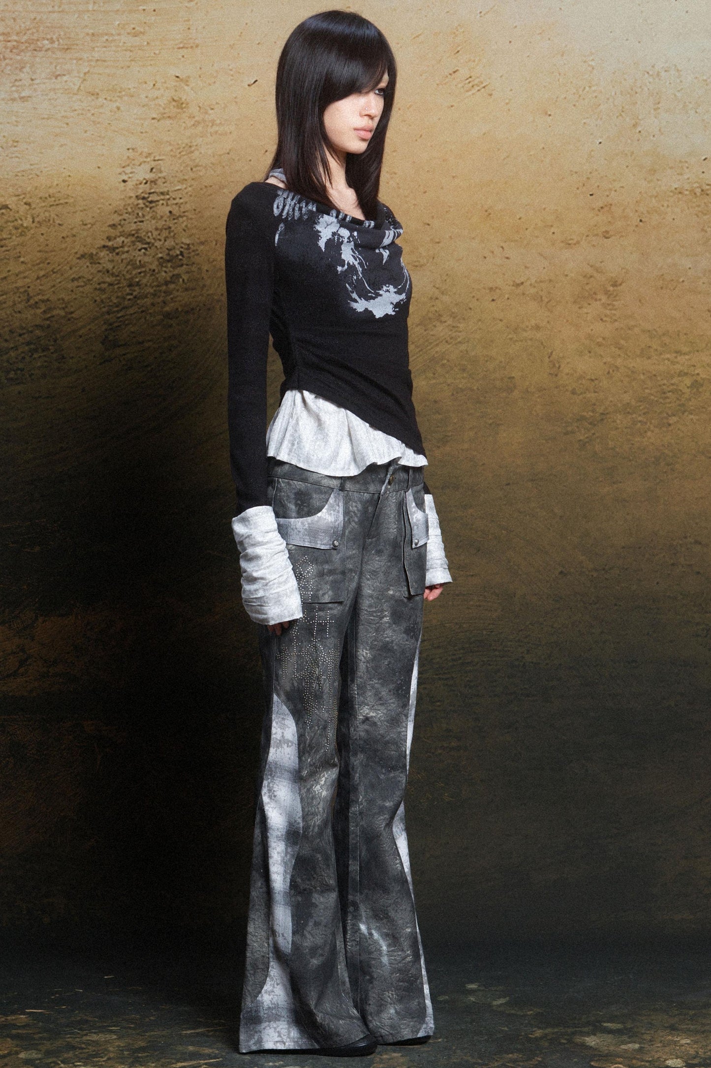 Punk Rebel Knit Two-Tone Neck Top