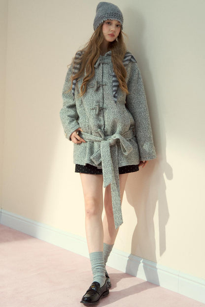 Light Gray Wool Horn Buckle Jacket