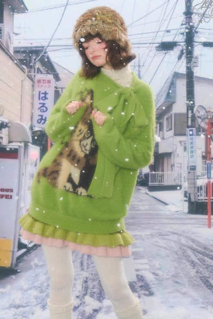 Retro Cat Pattern Sweater