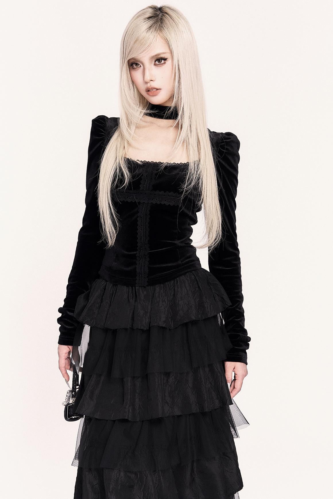 Gothic Lace Patchwork Top