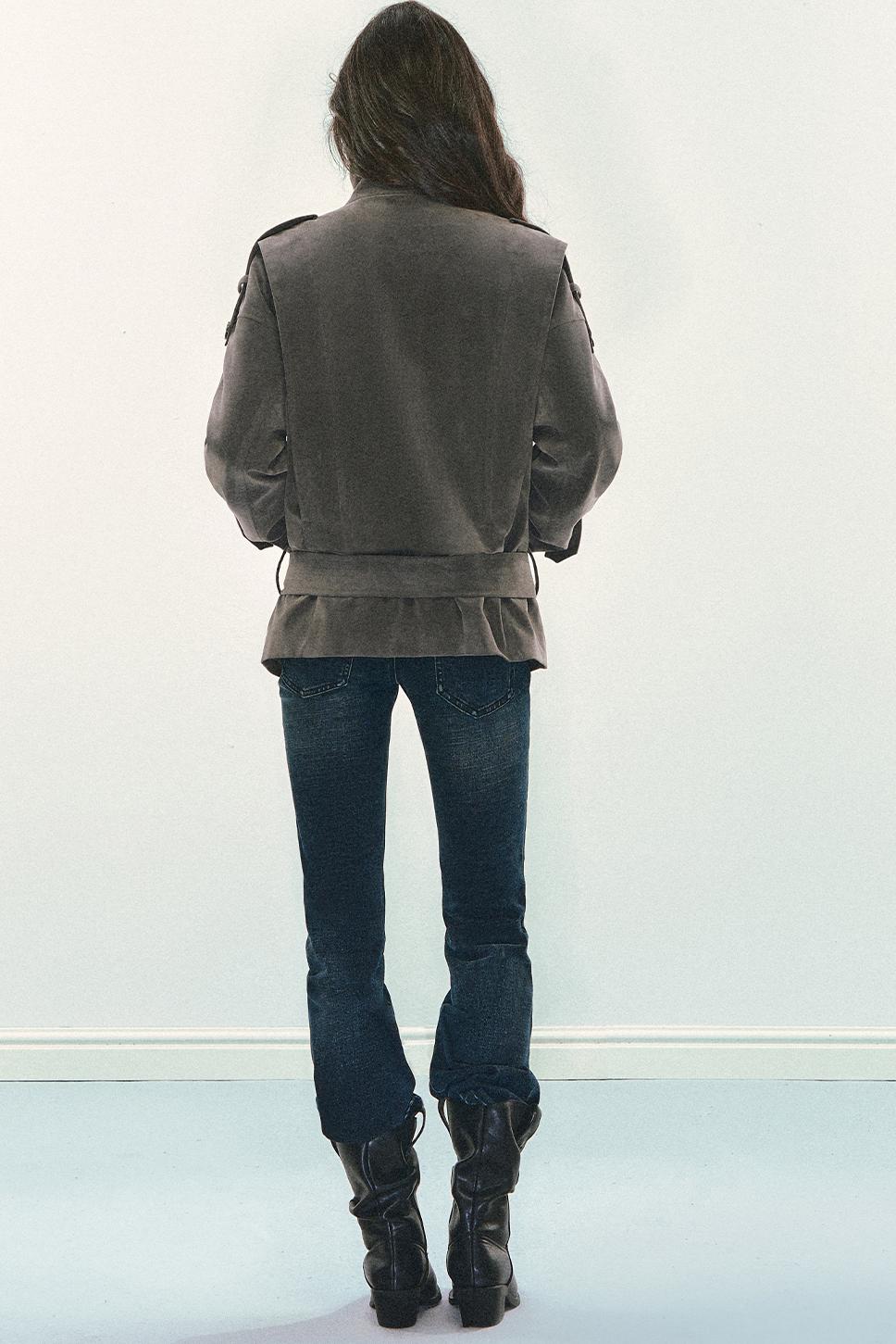 Grey Suede Trench Coat