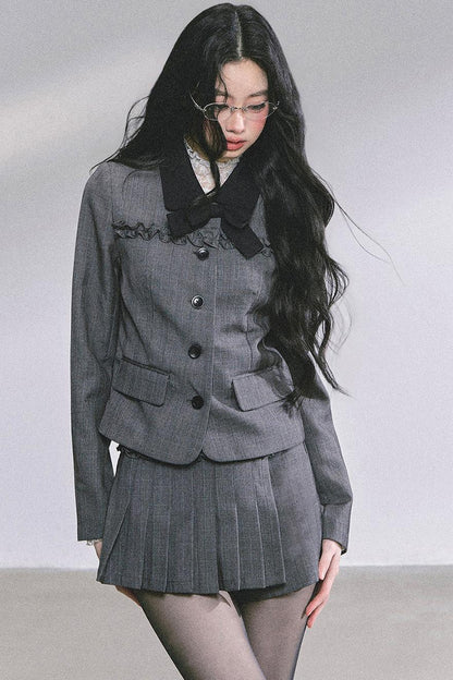 French Pleated Short Skirt Set-Up