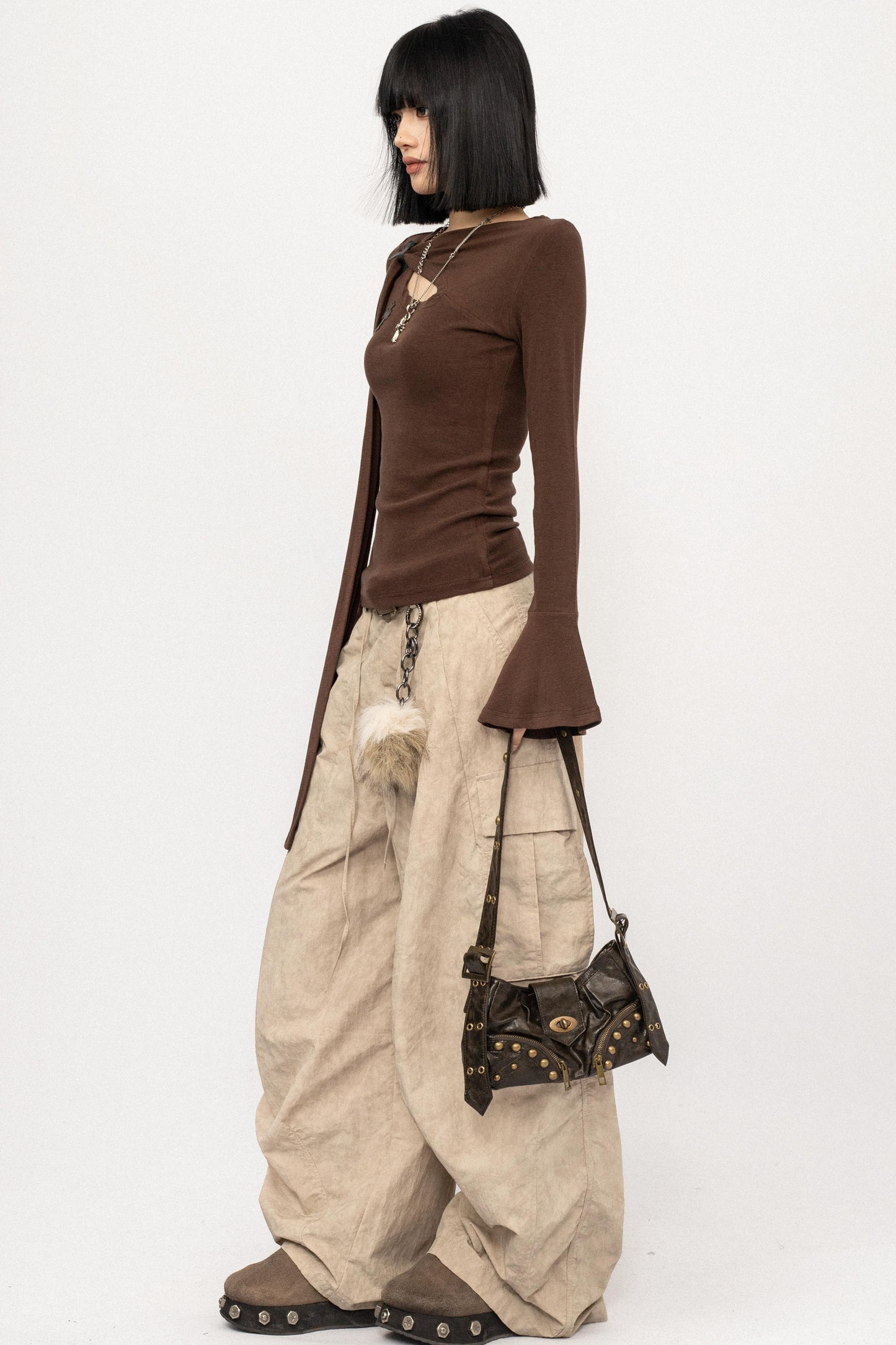 Retro Bell-Bottom Sleeve Top