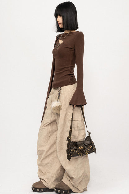 Retro Bell-Bottom Sleeve Top