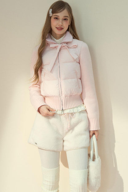 Pink Cloud Knitted Down Jacket