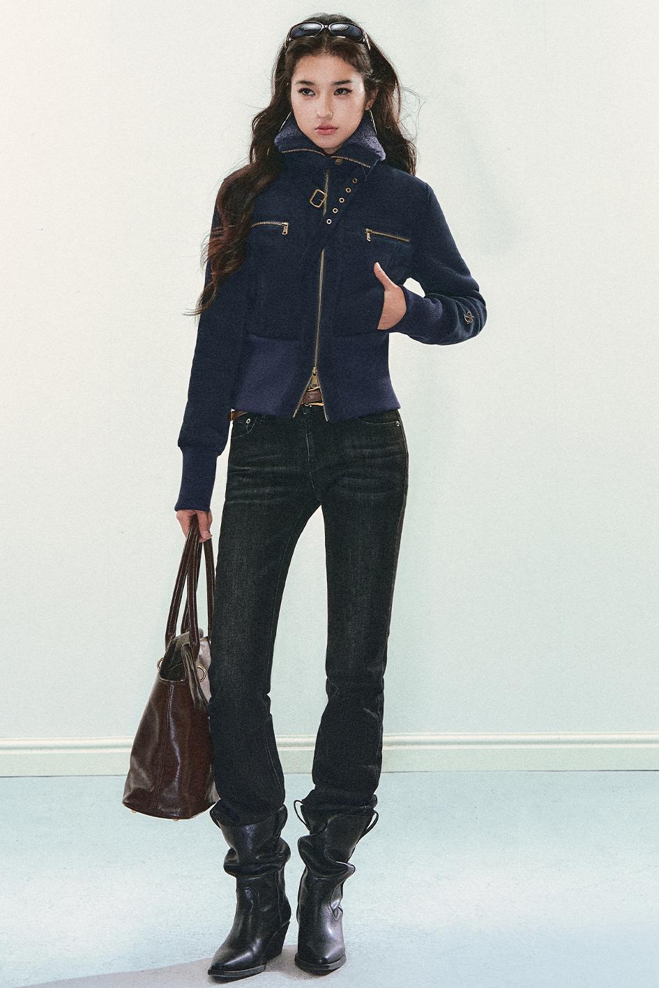 Retro Wool Motorcycle Jacket