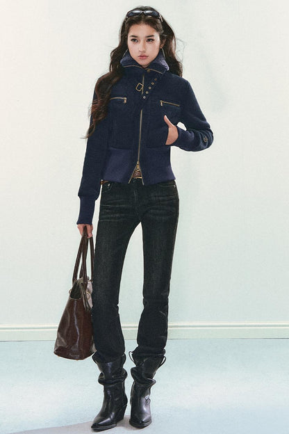 Retro Wool Motorcycle Jacket