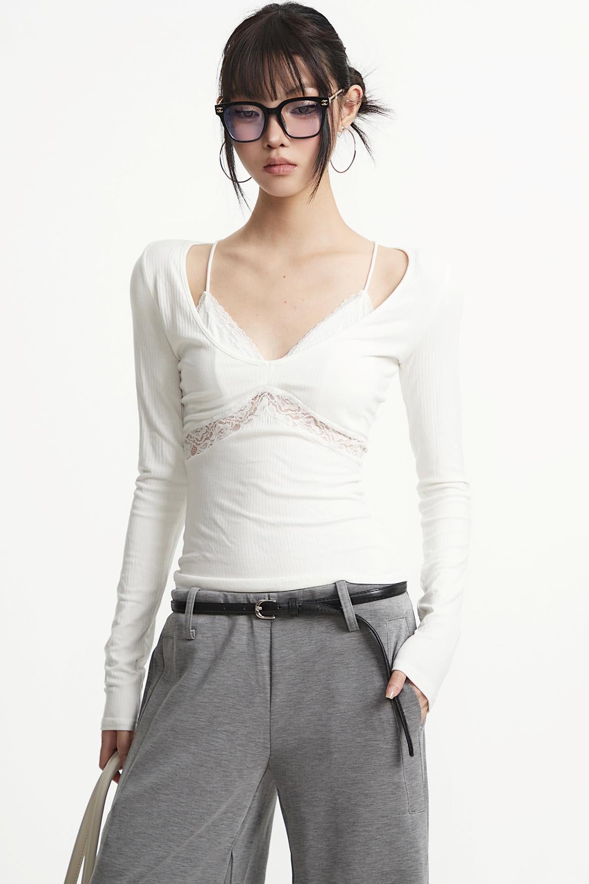 Retro Gray Two-Piece Top