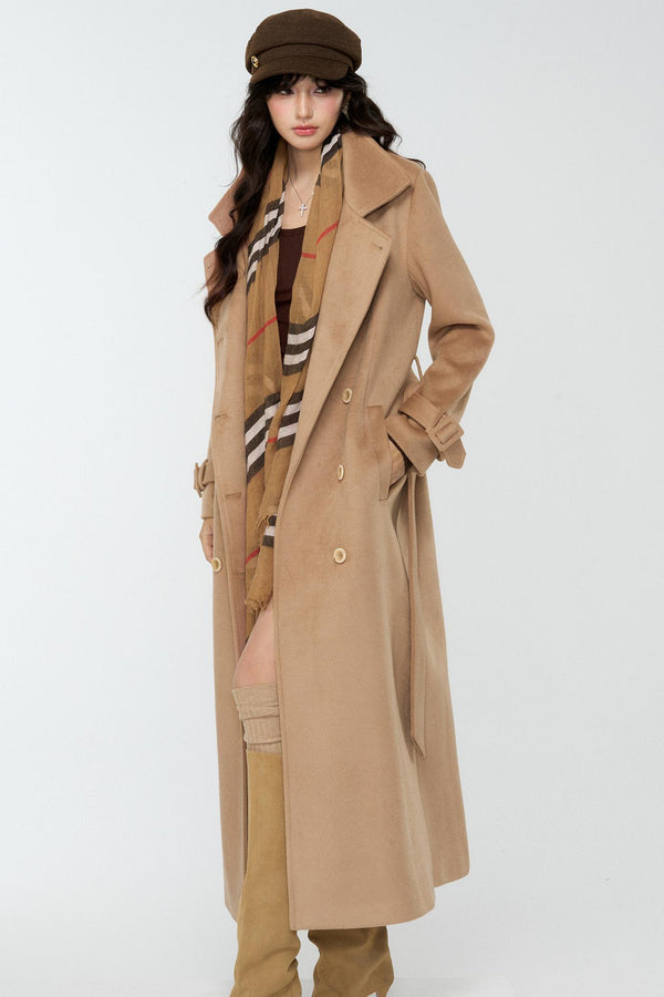Coffee-Colored Woolen Cloak Coat Set-Up