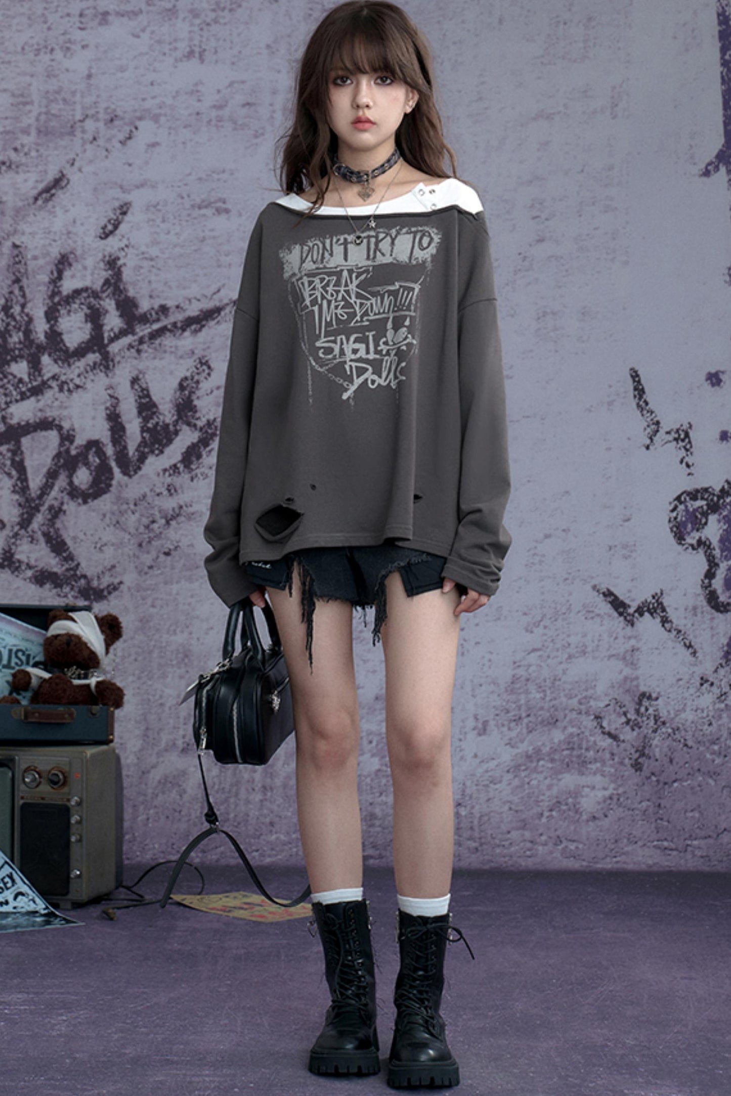 Vintage Punk Layered Sweatshirt