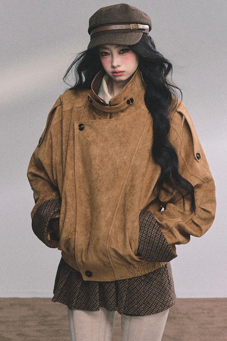 Hazelnut Velvet Jacket Skirt Set-Up