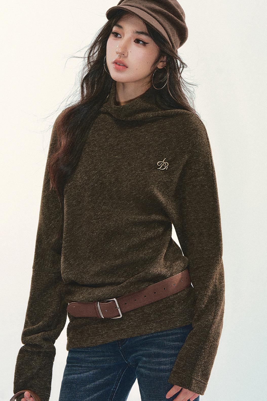 Bat Sleeve Stacked Collar Sweater