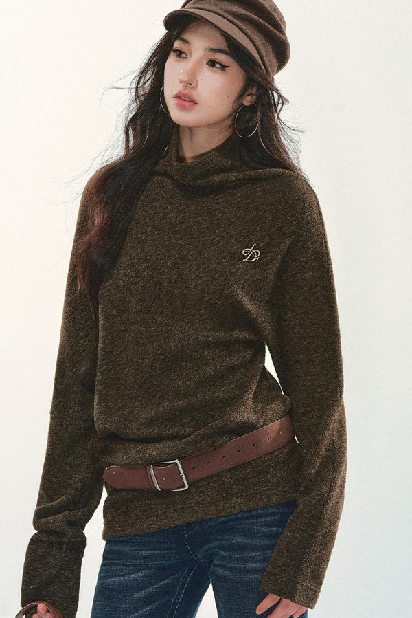 Bat Sleeve Stacked Collar Sweater