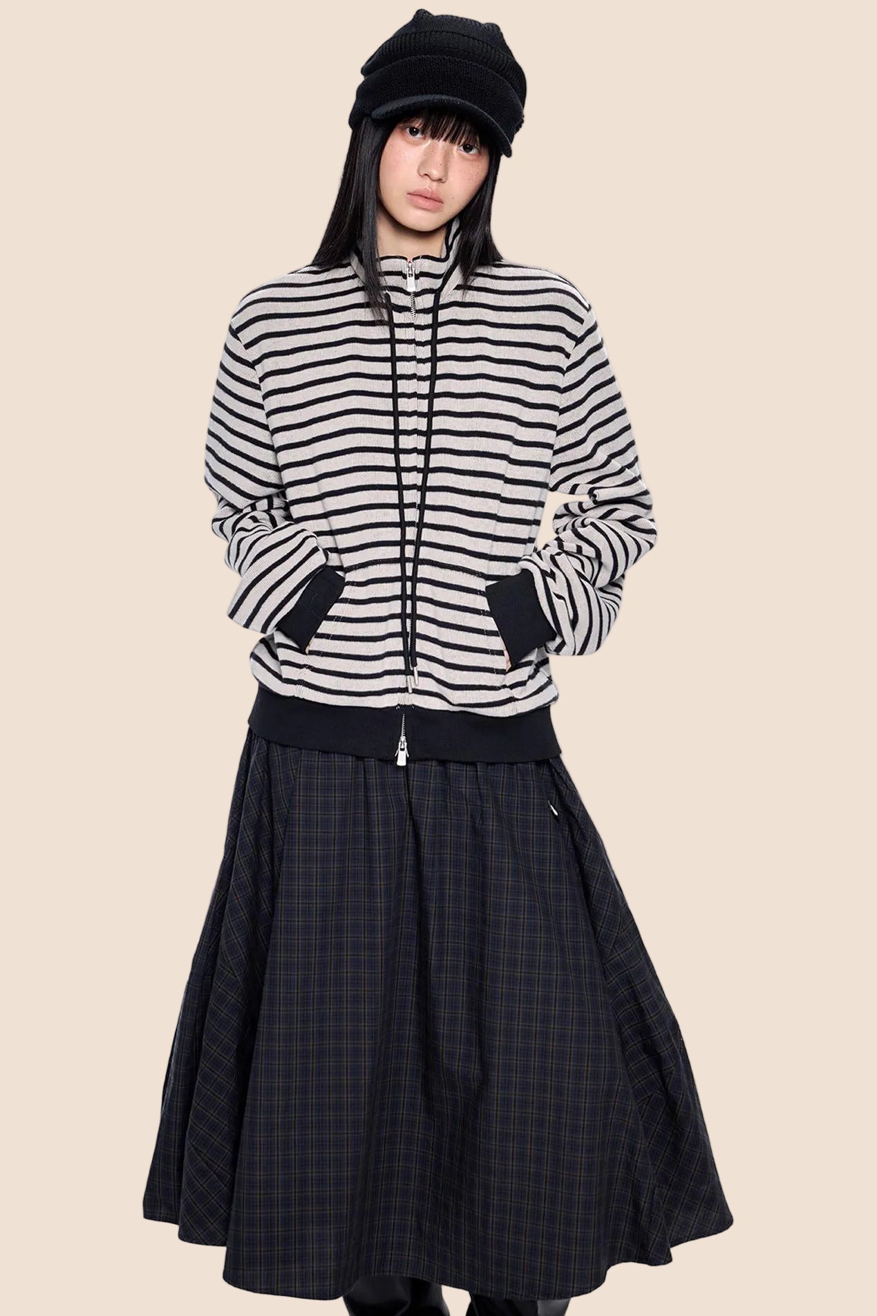 Striped Vintage Turtleneck Cardigan