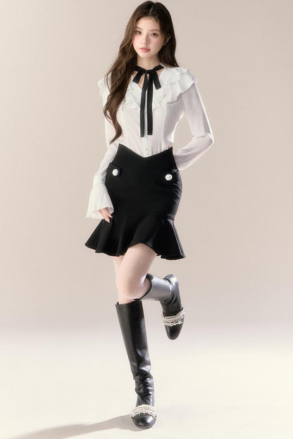 Completo camicia con vita alla francese e gonna a sirena