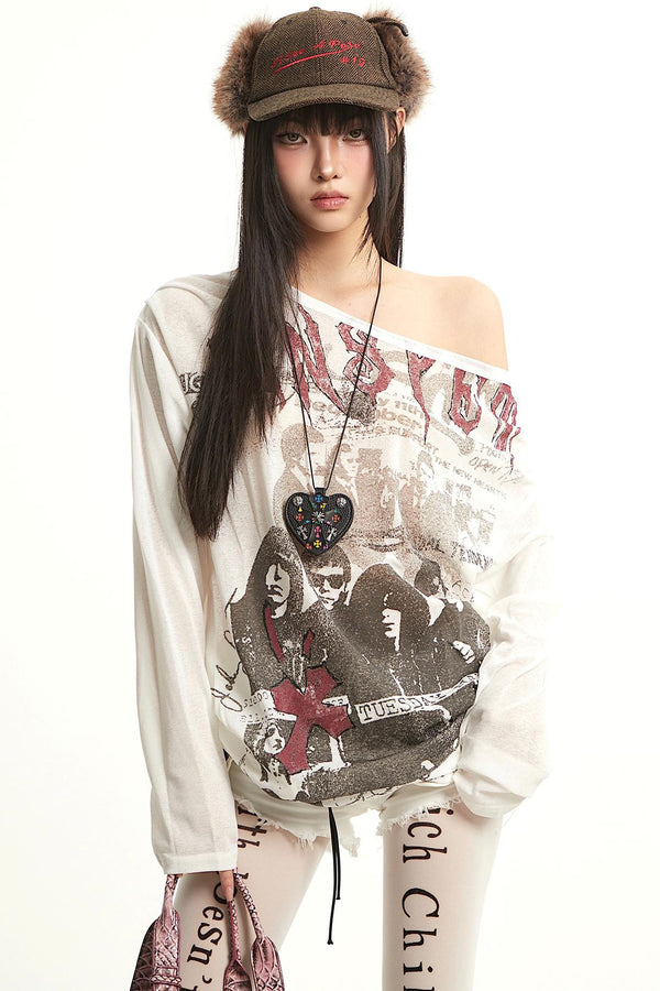 Retro Off-Shoulder Blouse