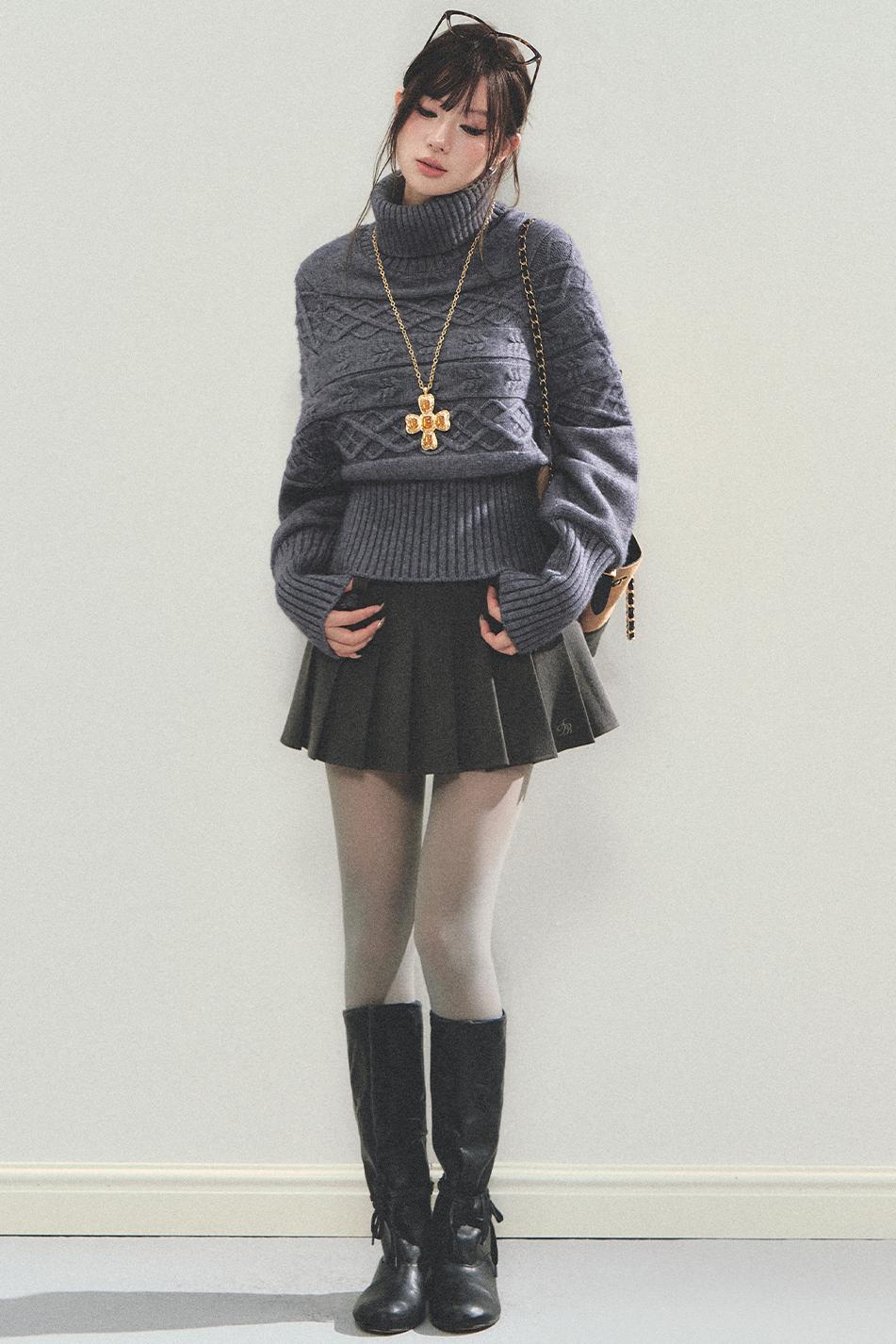 High Retro Pleated Skirt