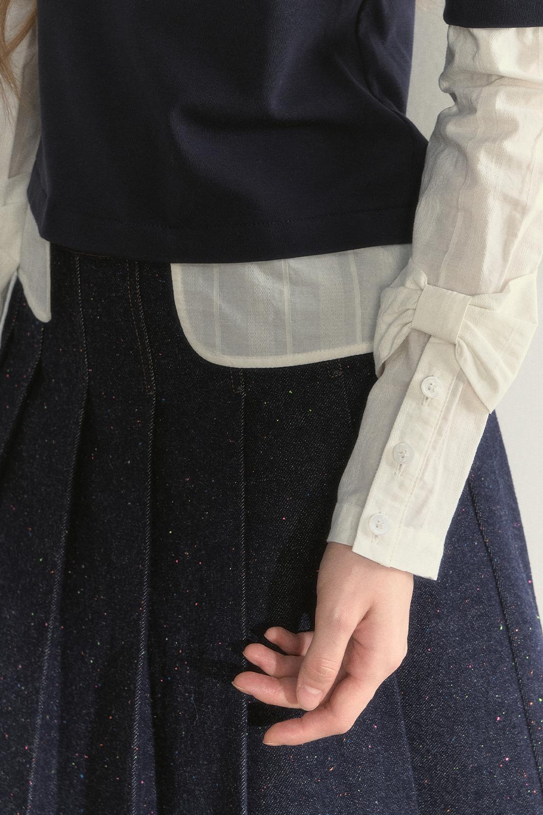 Retro Navy Blue Two-Piece Blouse