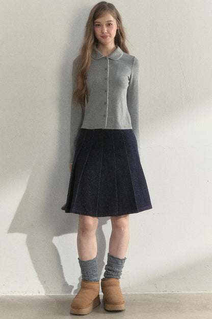 Pink and Gray Doll Collar Top