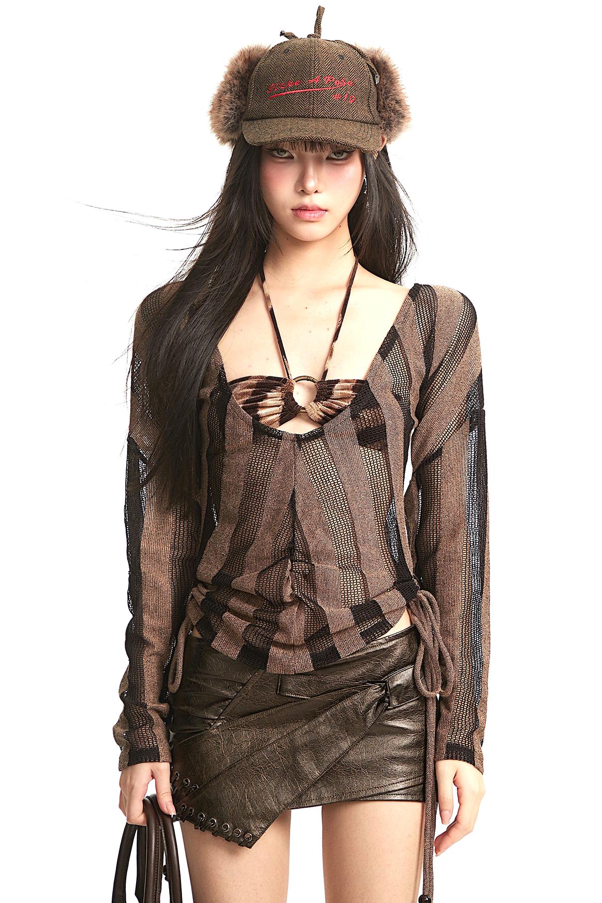 Wasteland Striped Mesh Cover-Up