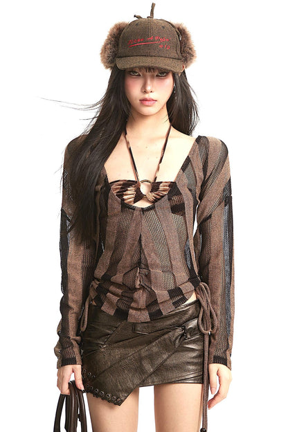 Wasteland Striped Mesh Cover-Up