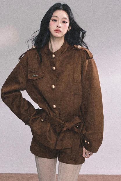 Golden Suede Womens Autumn Jacket Set-Up