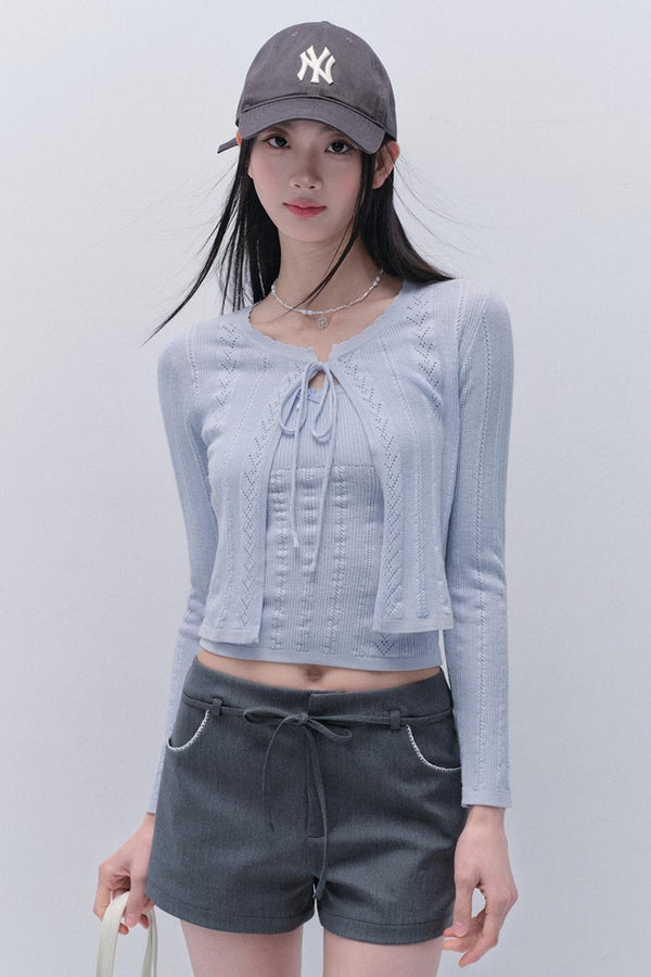 Lace Knitted Cardigan Set-Up
