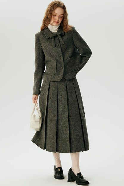 Polka Dot Tweed Jacket & Skirt Set-Up